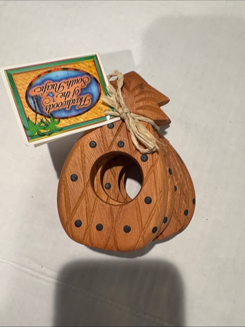 Wooden Pineapple Napkin Rings - Rustic Brown Kitchen Accent